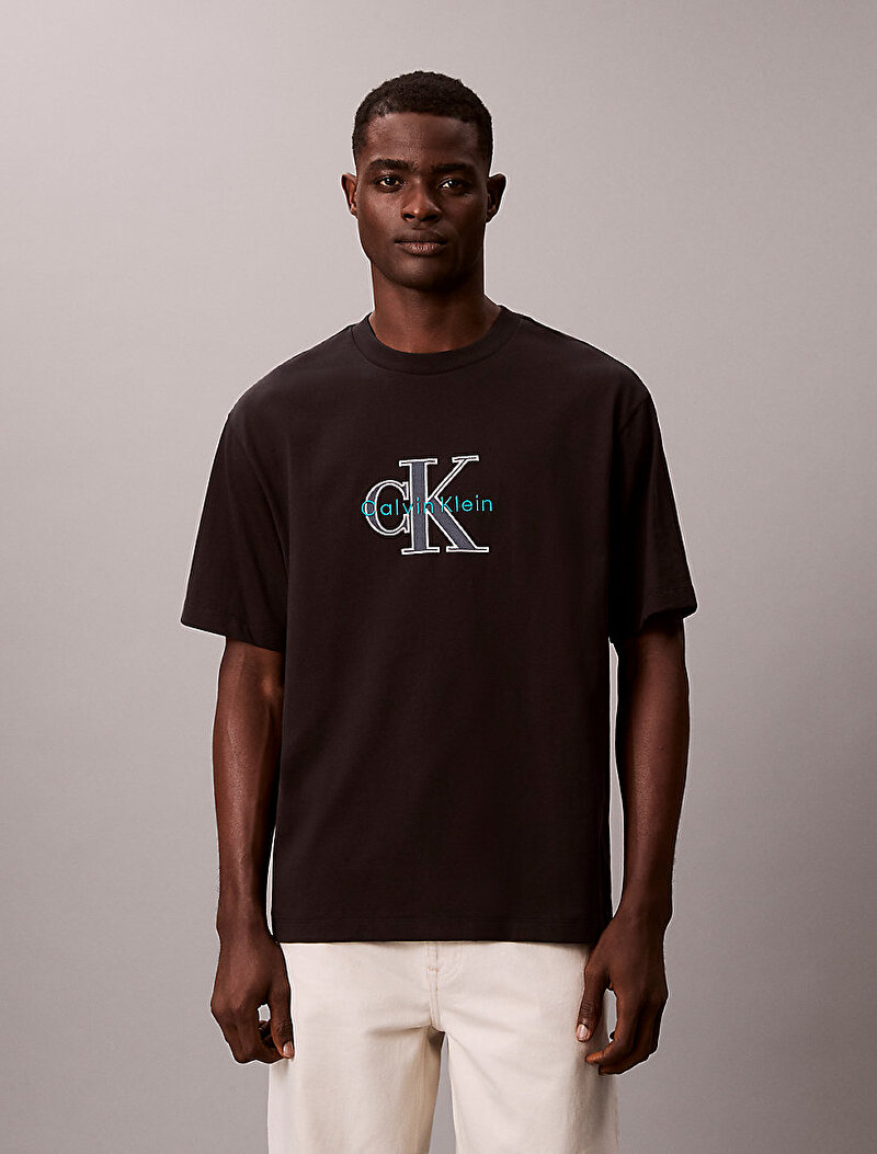 Calvin Klein Siyah Renkli Erkek 16s Tricolor Monogram T-shirt