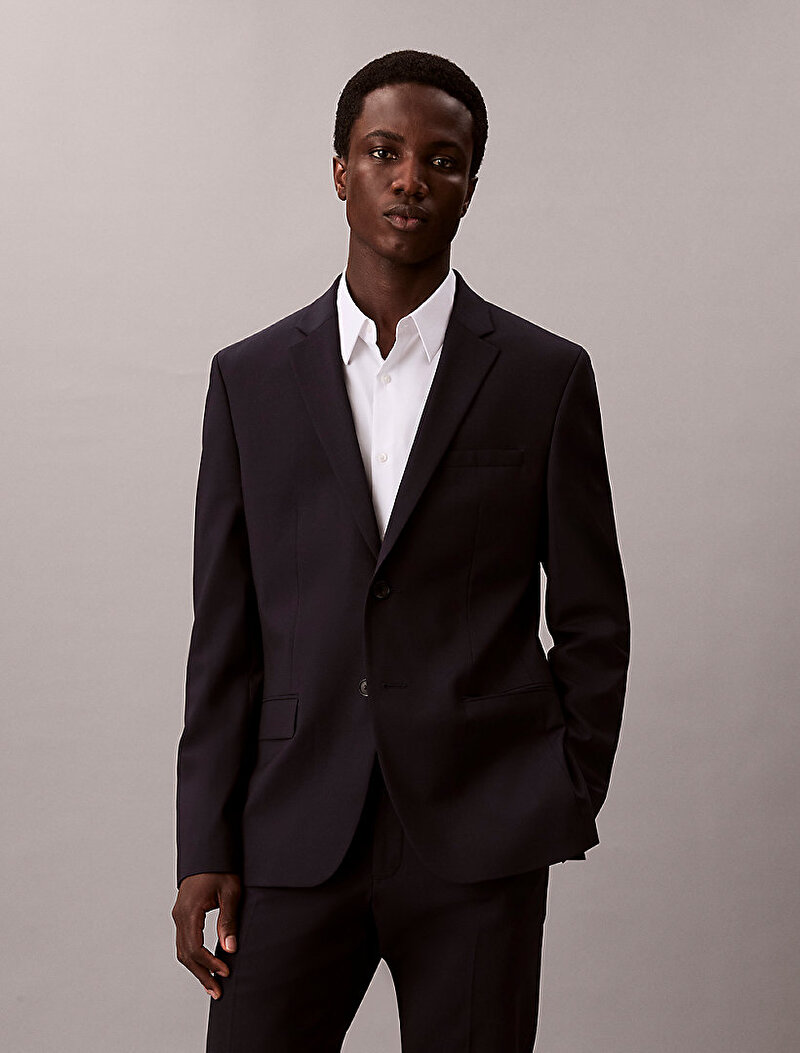 Calvin Klein Lacivert Renkli Erkek Italian Wool Blend Blazer