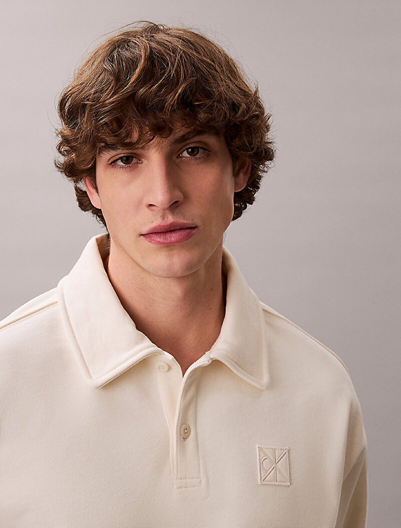 Calvin Klein Bej Renkli Erkek Weight Terry Sweatshirt