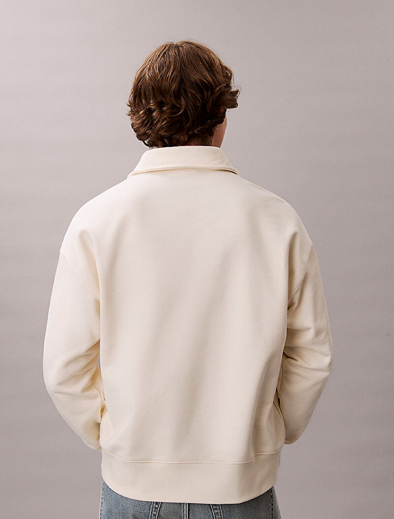 Calvin Klein Bej Renkli Erkek Weight Terry Sweatshirt