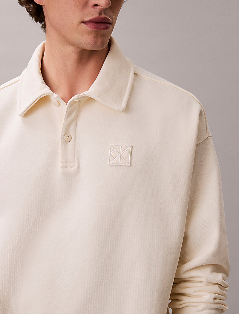 Calvin Klein Bej Renkli Erkek Weight Terry Sweatshirt