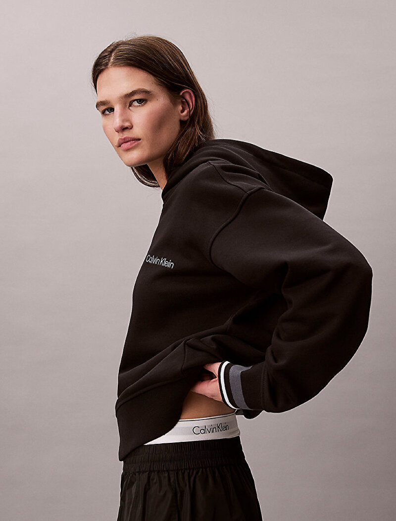 Calvin Klein Siyah Renkli Kadın Rib Hoodie