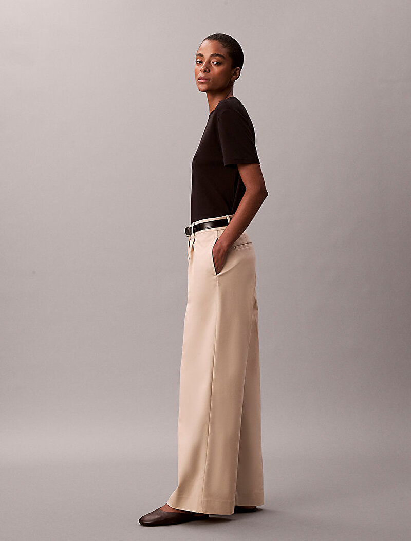 Calvin Klein Bej Renkli Kadın Stretch Chino Pantolon