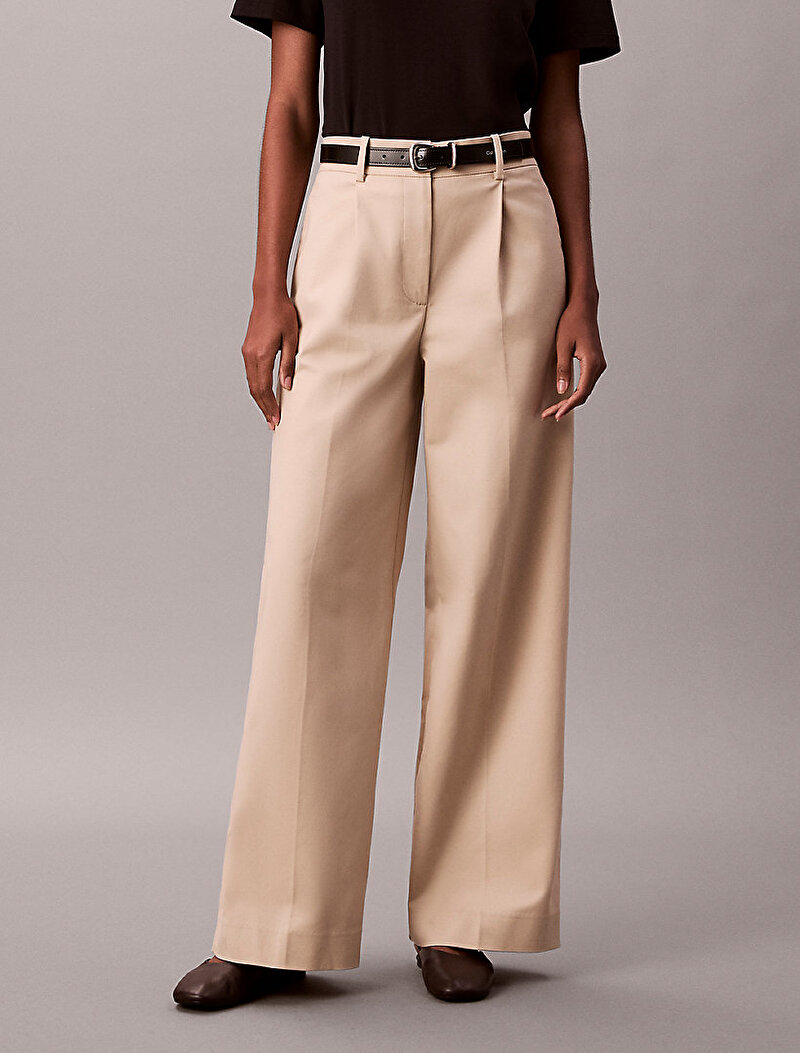 Calvin Klein Bej Renkli Kadın Stretch Chino Pantolon