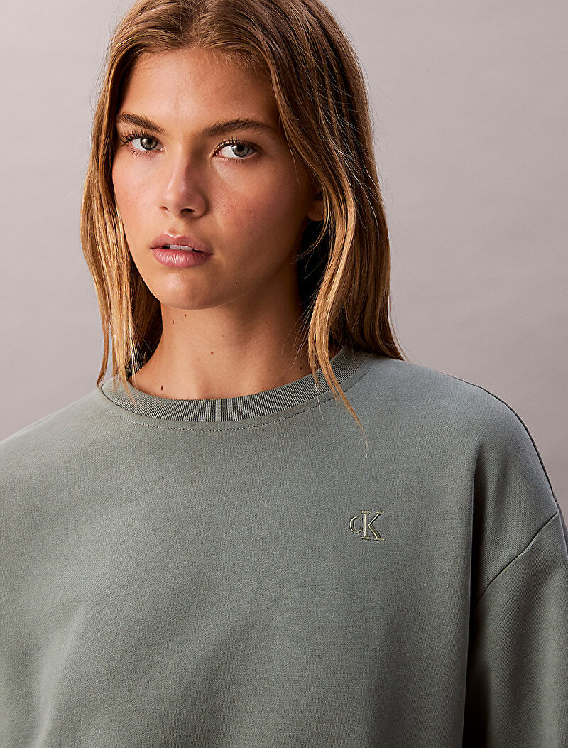 Calvin Klein Yeşil Renkli Kadın Archive Logo Sweayshirt