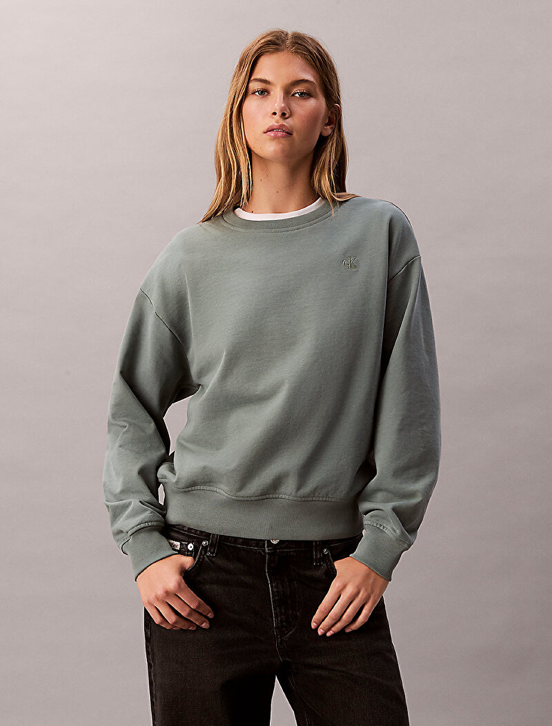 Calvin Klein Yeşil Renkli Kadın Archive Logo Sweayshirt