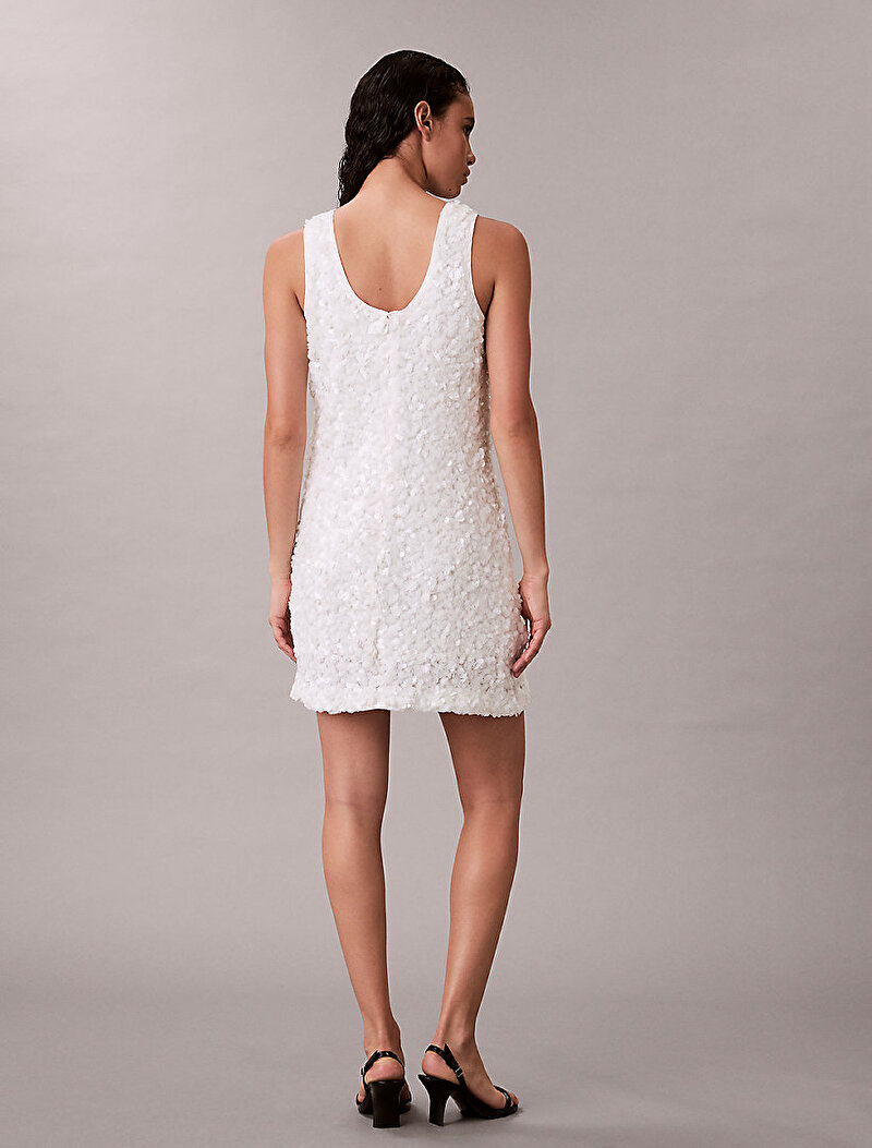 Calvin Klein Beyaz Renkli Kadın Sequin Mini Elbise