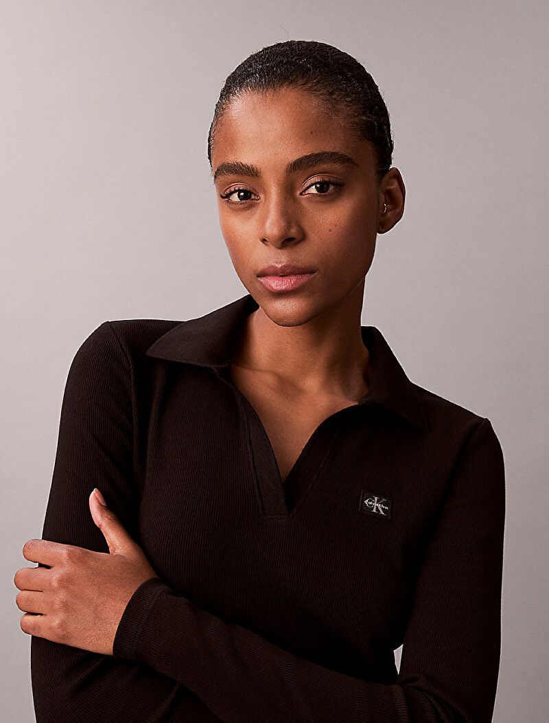 Calvin Klein Siyah Renkli Kadın Woven Label John Elbise