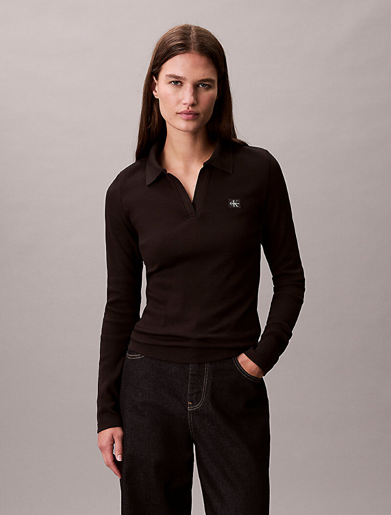 Calvin Klein Siyah Renkli Kadın Woven Label T-shirt