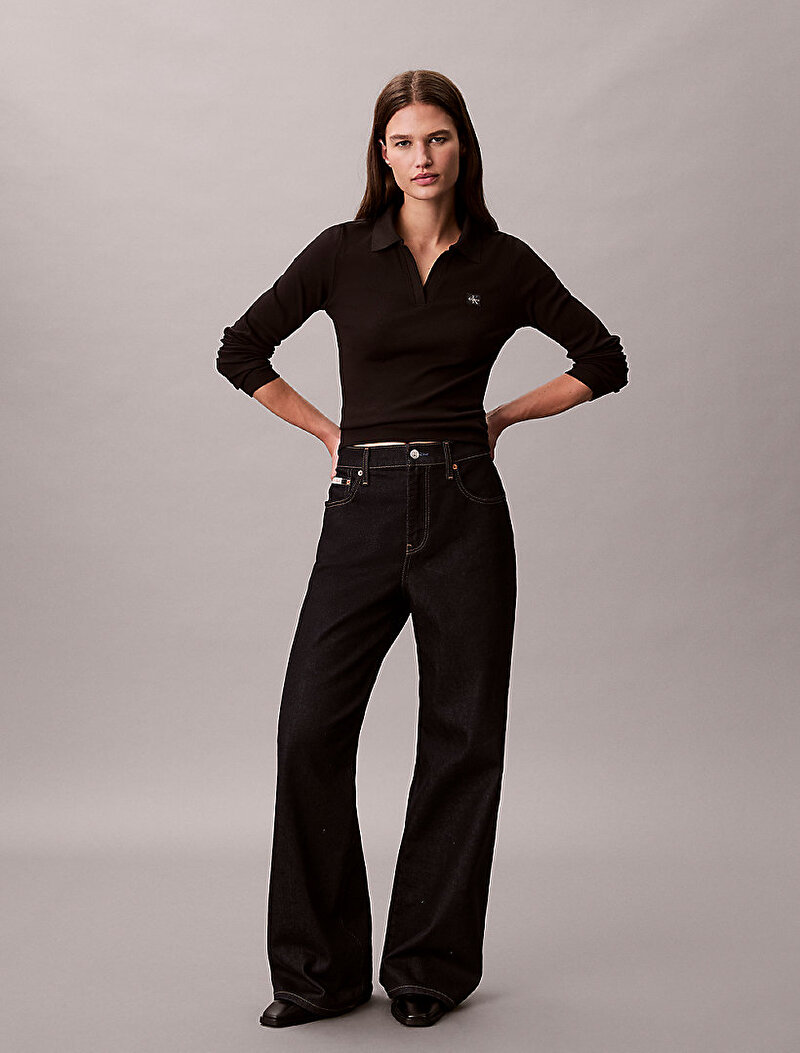 Calvin Klein Siyah Renkli Kadın Woven Label T-shirt