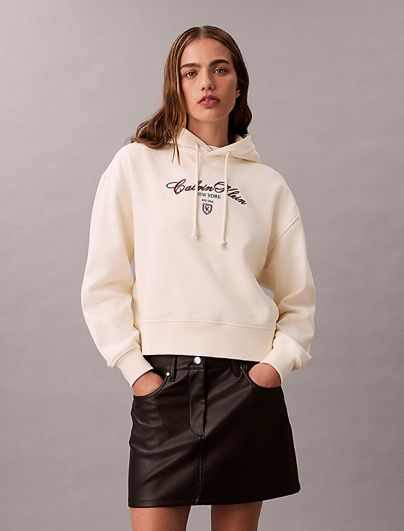 Kadın Crop Graphic Hoodie