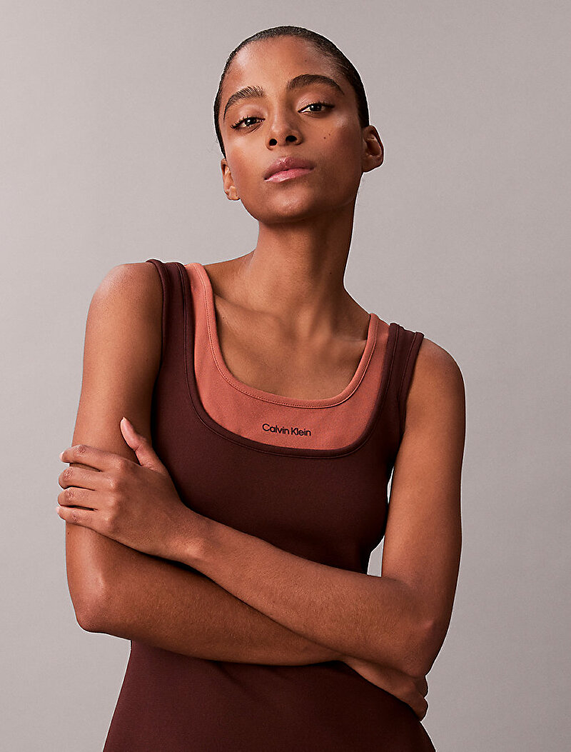 Calvin Klein Kahverengi Renkli Kadın Interlock Midi Elbise
