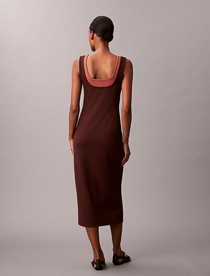 Calvin Klein Kahverengi Renkli Kadın Interlock Midi Elbise