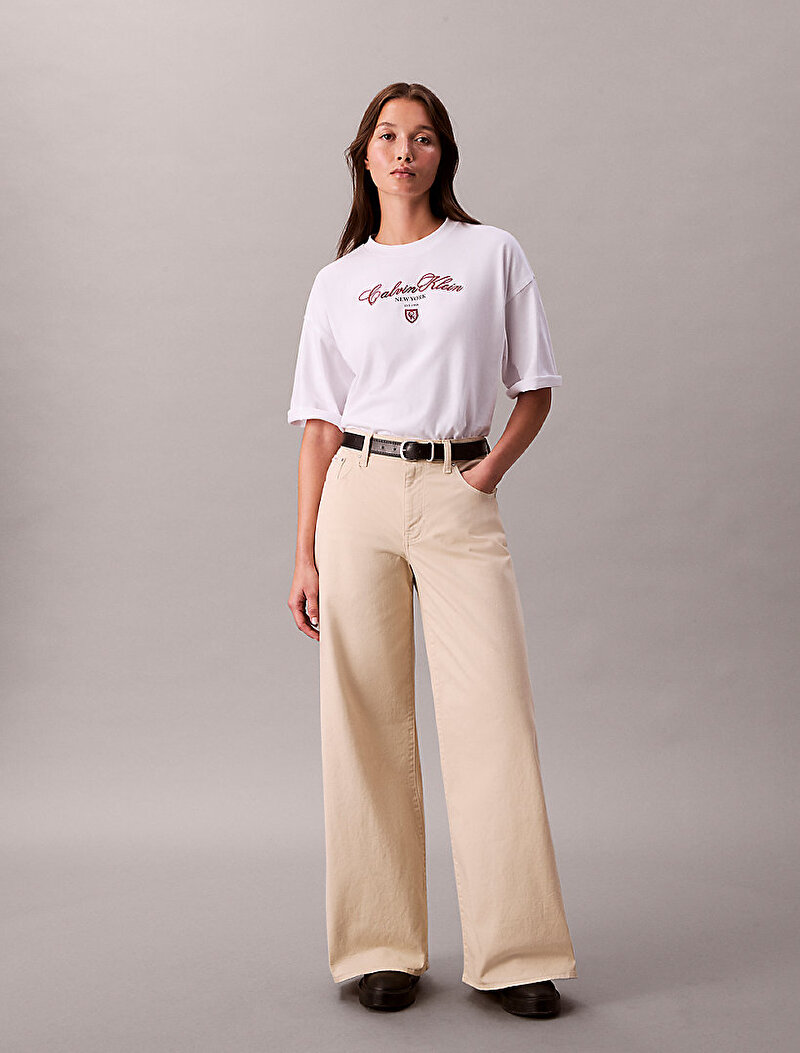 Calvin Klein Beyaz Renkli Kadın Oversize T-shirt