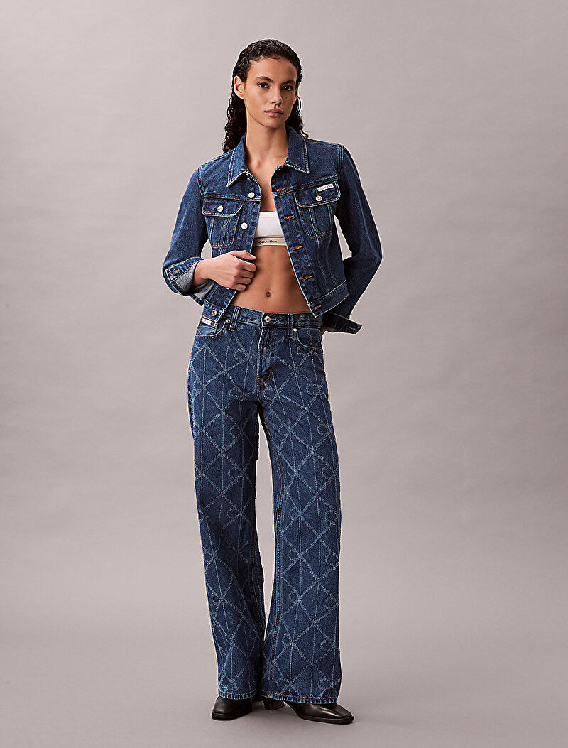 Calvin Klein Mavi Renkli Kadın Cropped 90s Denim Ceket
