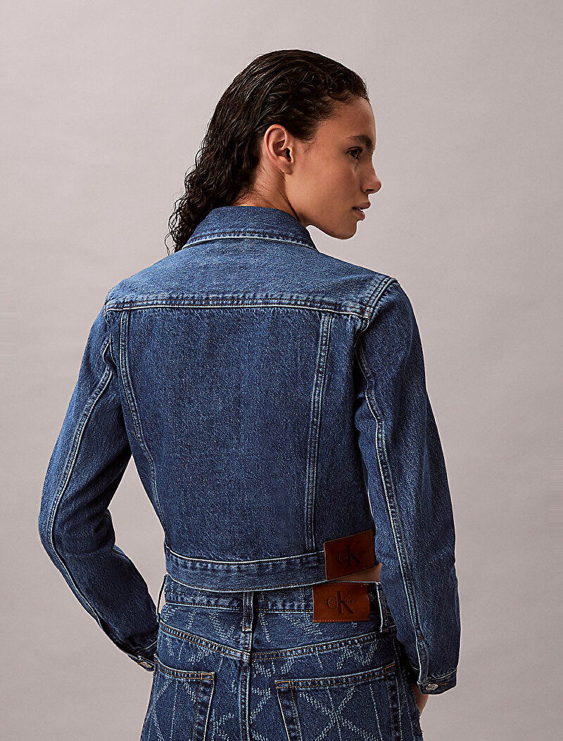 Calvin Klein Mavi Renkli Kadın Cropped 90s Denim Ceket