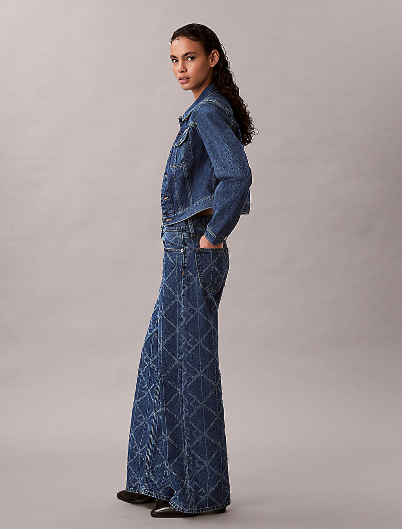 Calvin Klein Mavi Renkli Kadın Cropped 90s Denim Ceket