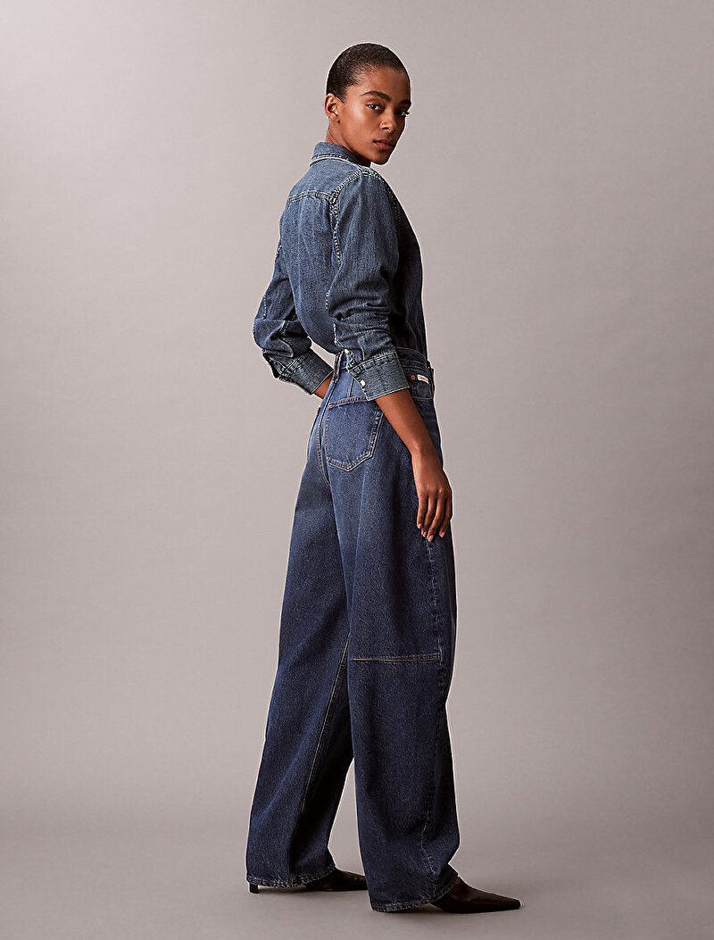 Calvin Klein Mavi Renkli Kadın The Extreme Barrel Jean Pantolon