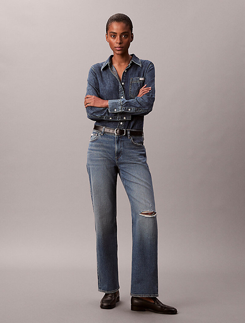 Calvin Klein Mavi Renkli Kadın Classic Denim Gömlek