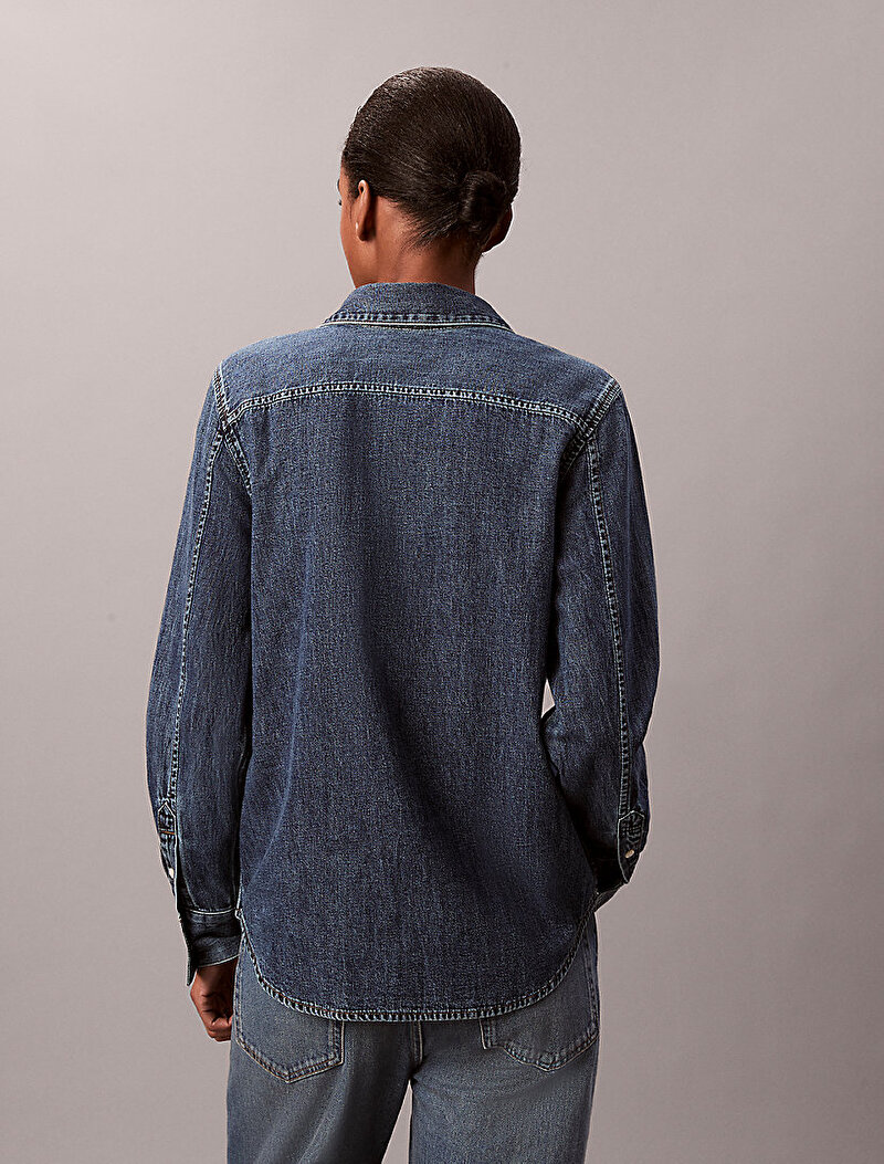 Calvin Klein Mavi Renkli Kadın Classic Denim Gömlek