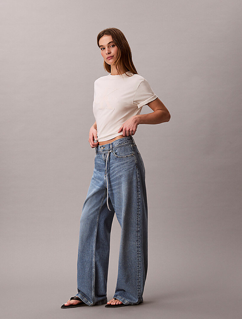 Calvin Klein Mavi Renkli Kadın Low Rise Baggy Over Jean Pantolon