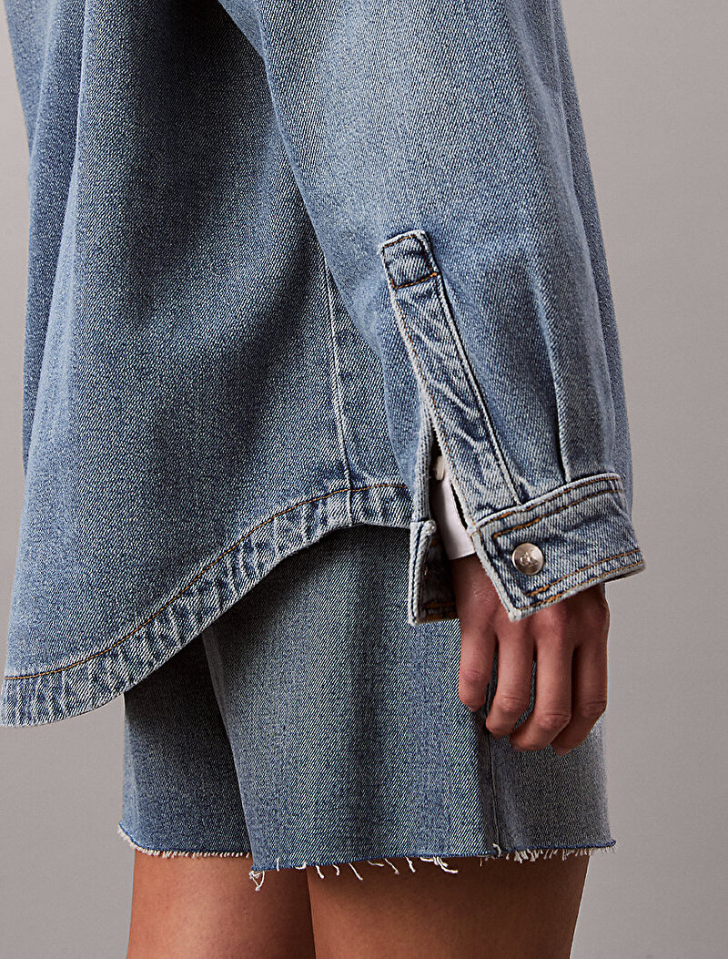 Calvin Klein Mavi Renkli Kadın Denim Boyfriend Gömlek