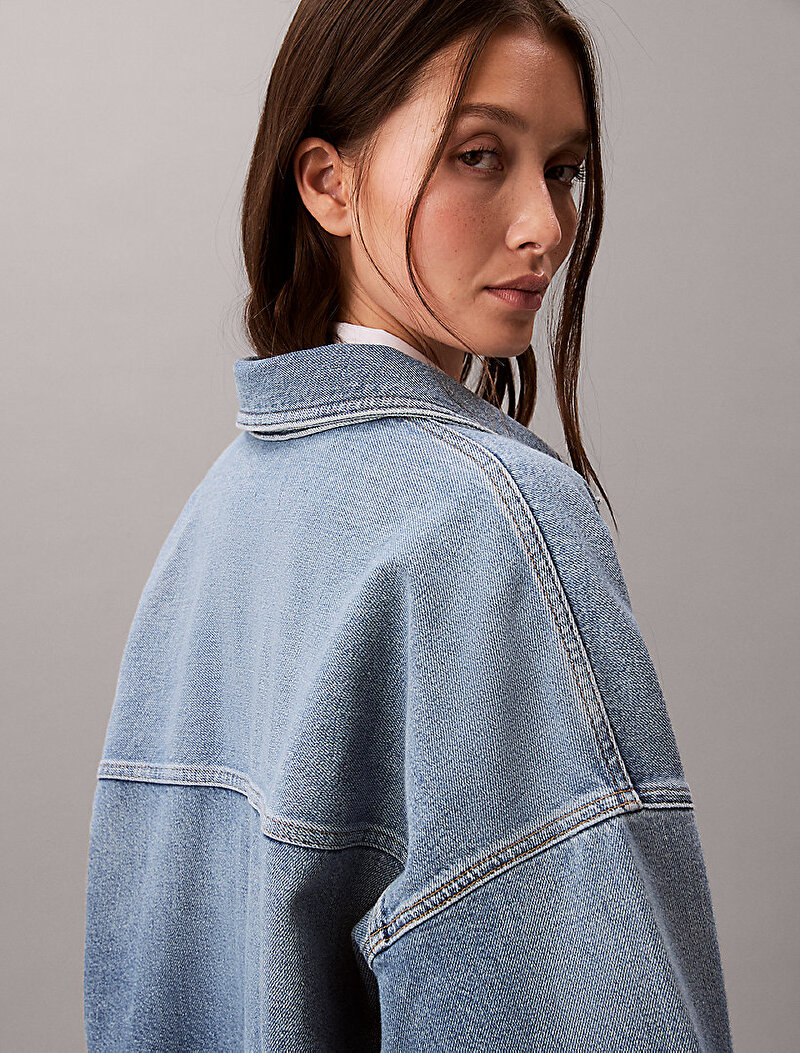Calvin Klein Mavi Renkli Kadın Denim Boyfriend Gömlek