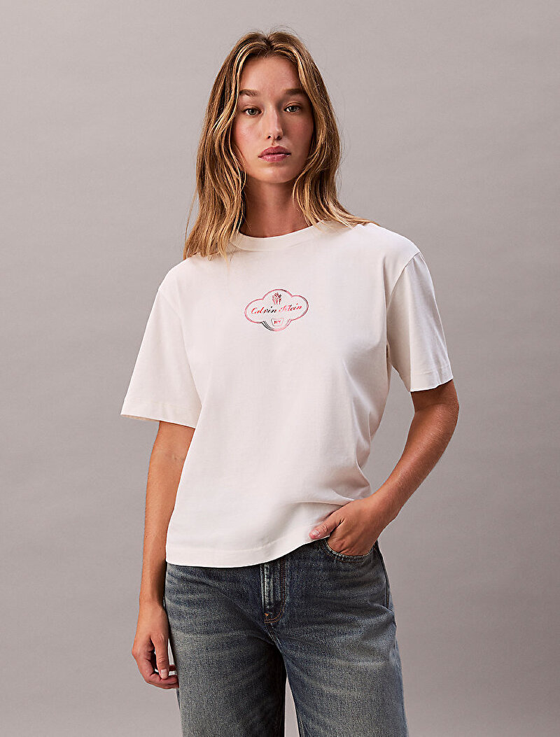 Kadın Boxy Coctail Logo T-shirt