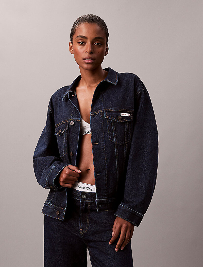 Calvin Klein Mavi Renkli Kadın Classic Trucker Denim Ceket