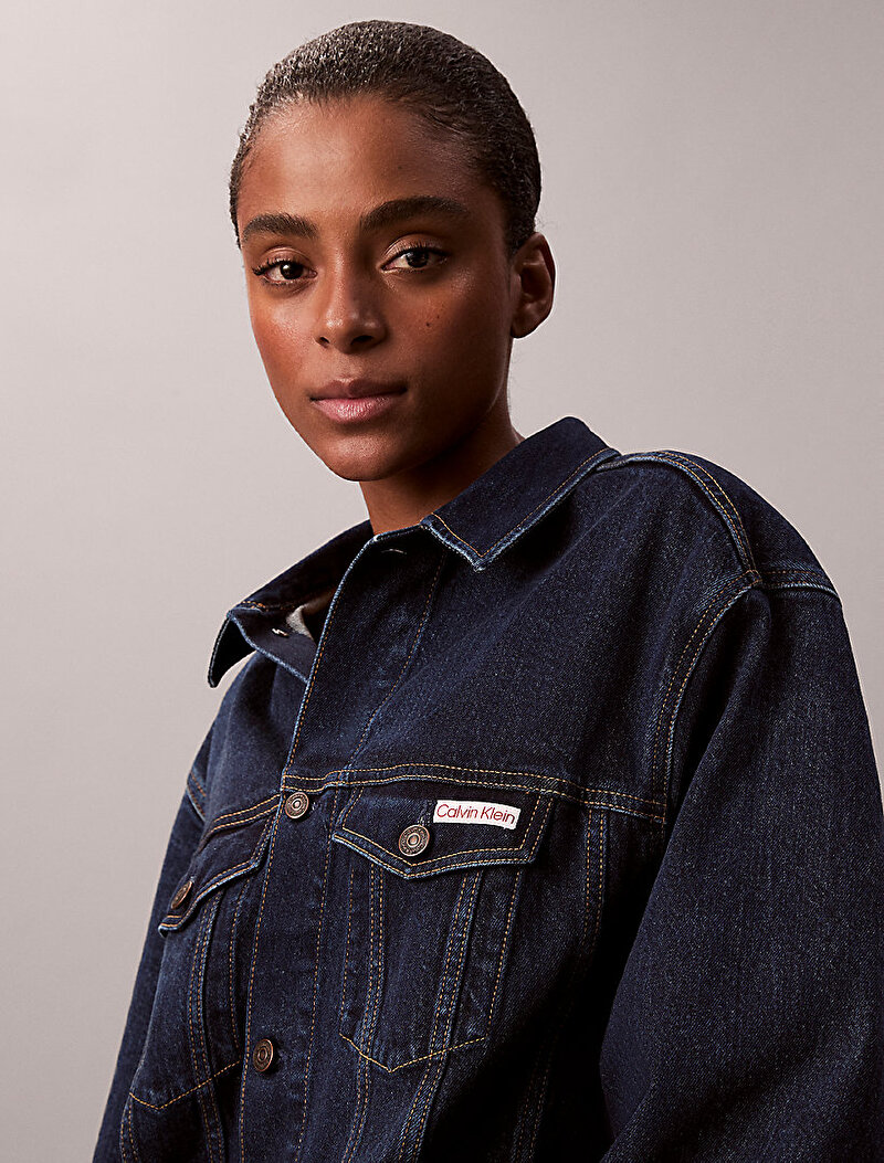 Calvin Klein Mavi Renkli Kadın Classic Trucker Denim Ceket