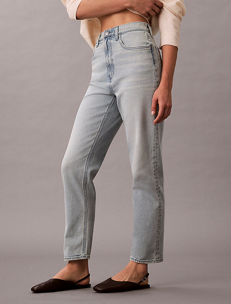 Calvin Klein Mavi Renkli Kadın Taper Jean Pantolon