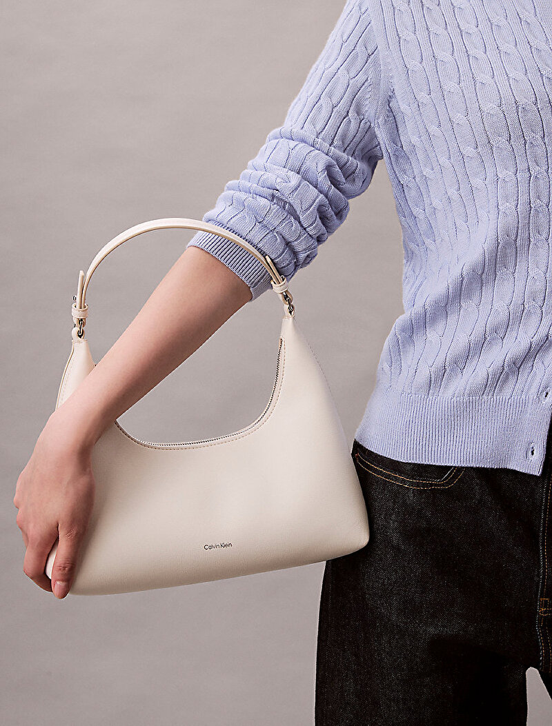 Calvin Klein Beyaz Renkli Kadın Foil Logo Omuz Çantası