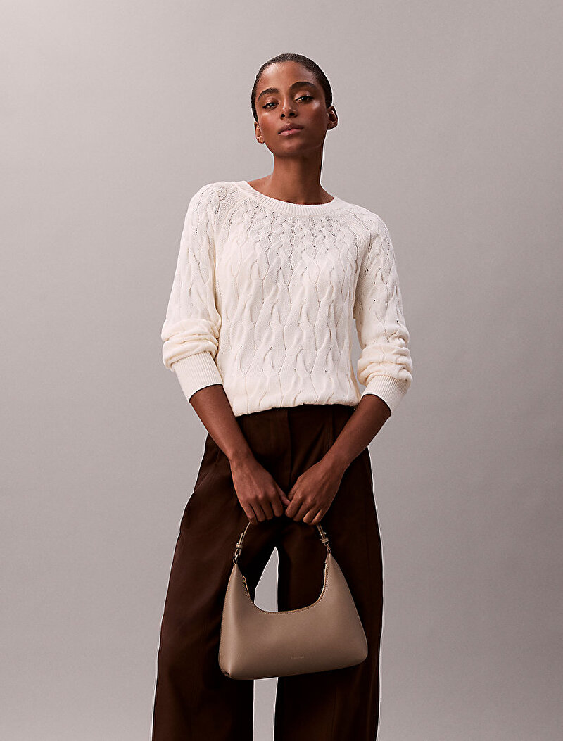 Calvin Klein Bej Renkli Kadın Foil Logo Omuz Çantası