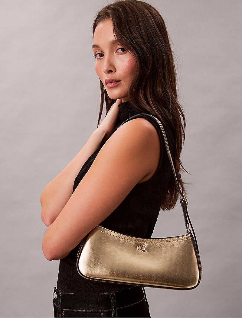 Calvin Klein Gold Renkli Kadın Ck Metallic Small Omuz Çantası