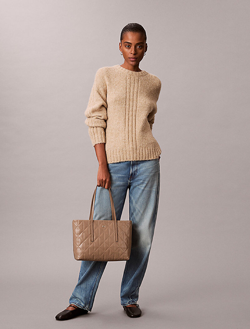 Calvin Klein Bej Renkli Kadın Quilted Small Tote Çanta