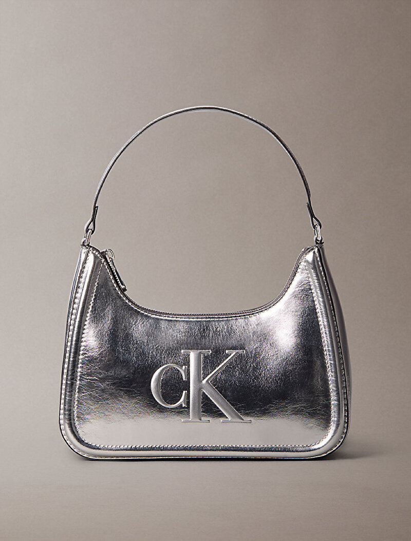 Calvin Klein Gümüş Renkli Kadın Bold Ck Metallic Omuz Çantası