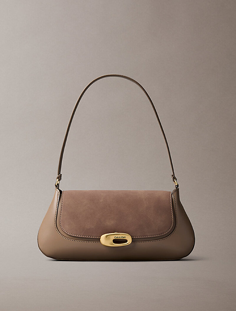 Calvin Klein Bej Renkli Kadın Hardware Brushed Omuz Çantası