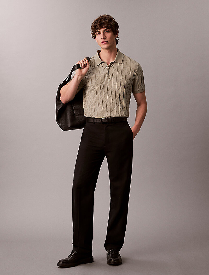 Calvin Klein Bej Renkli Erkek Mercerized Polo T-shirt