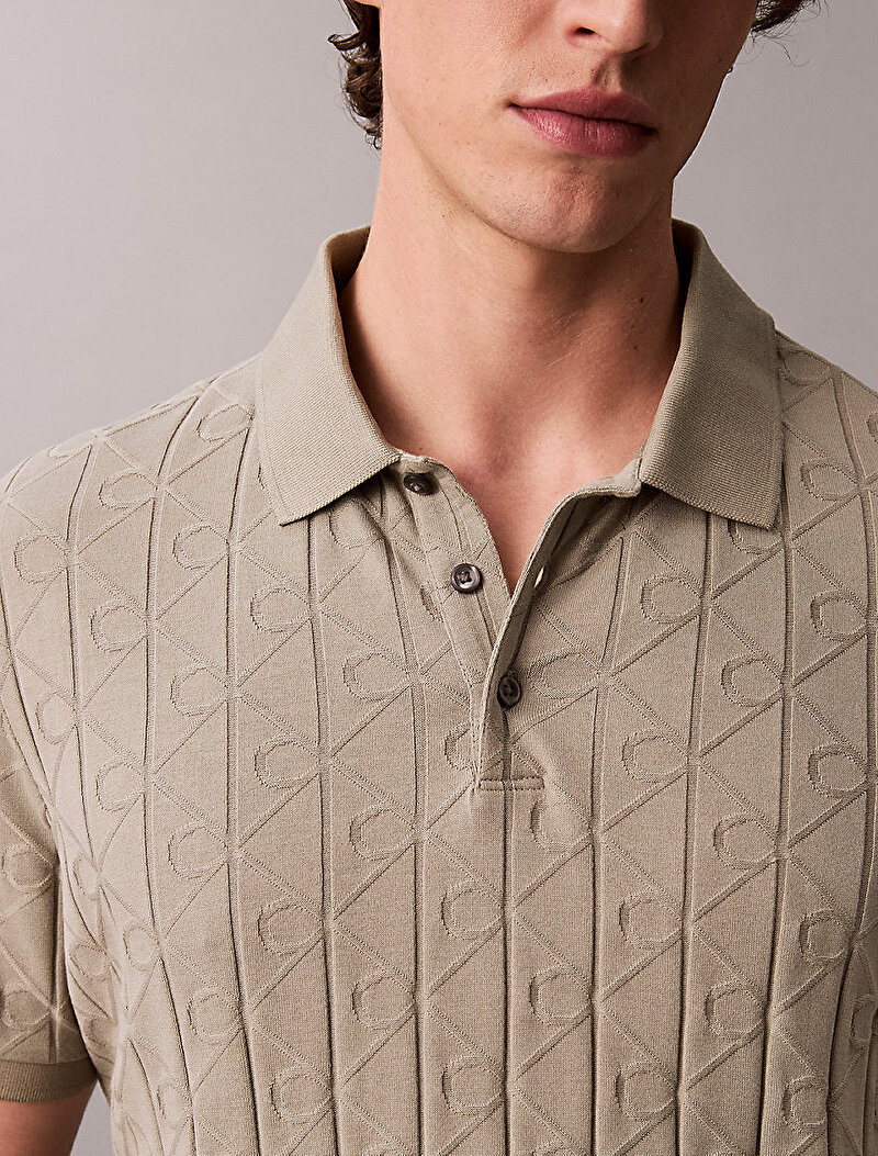 Calvin Klein Bej Renkli Erkek Mercerized Polo T-shirt