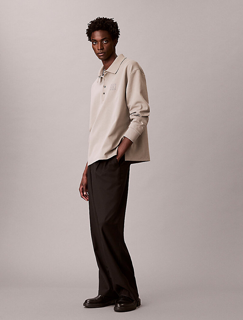 Calvin Klein Bej Renkli Erkek Double Face Polo T-shirt