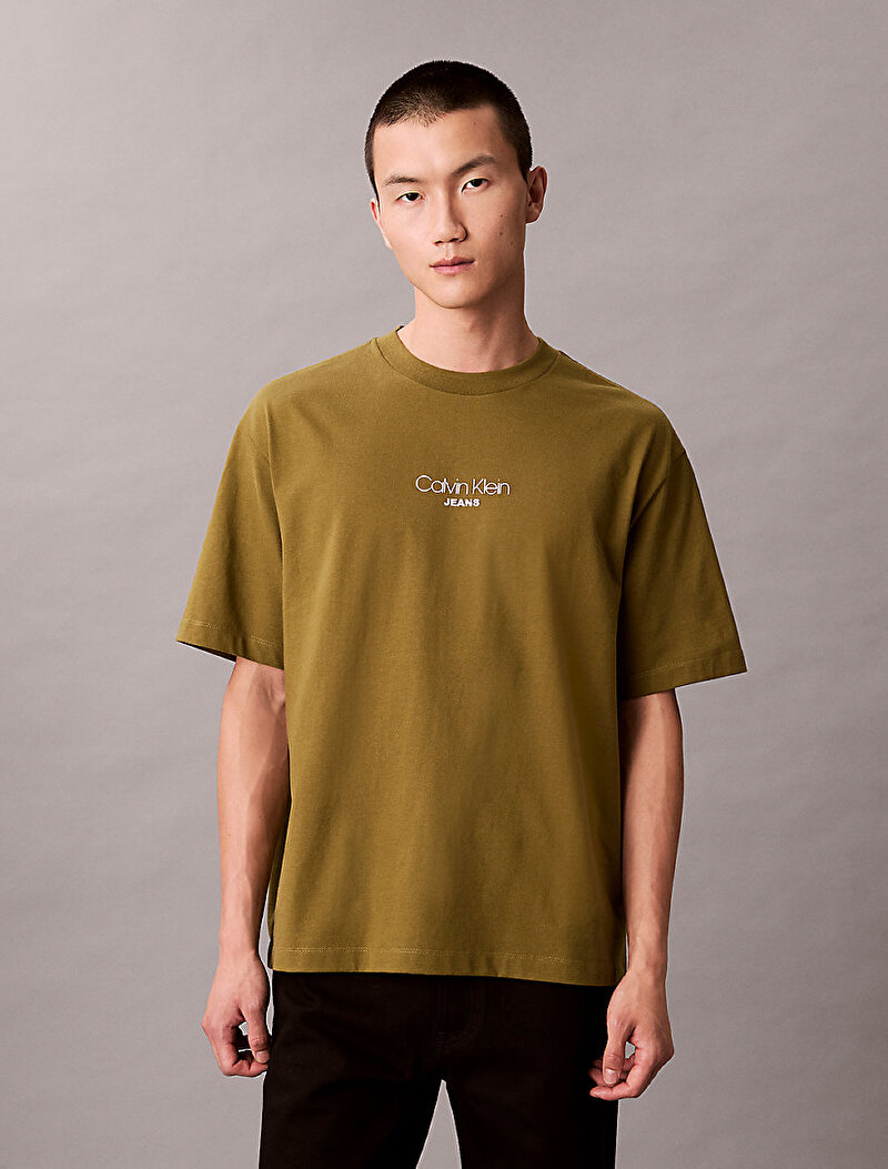 Calvin Klein Yeşil Renkli Erkek 16s Relaxed Fit T-shirt