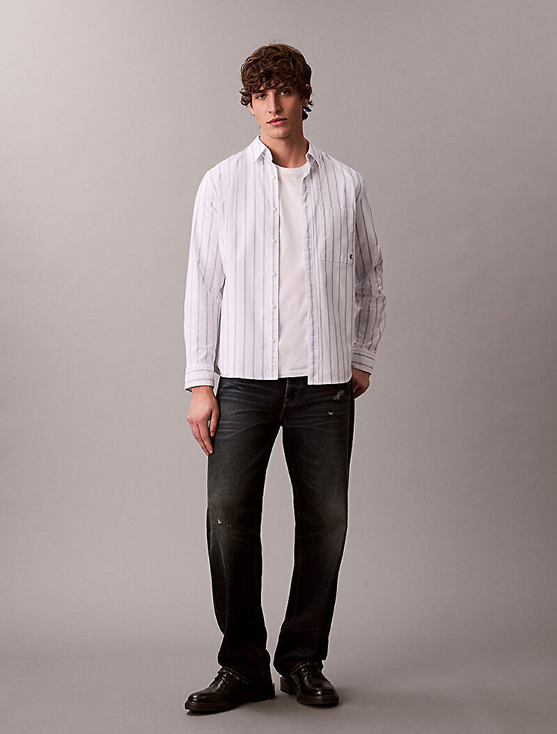 Erkek Stripe Oxford Gömlek