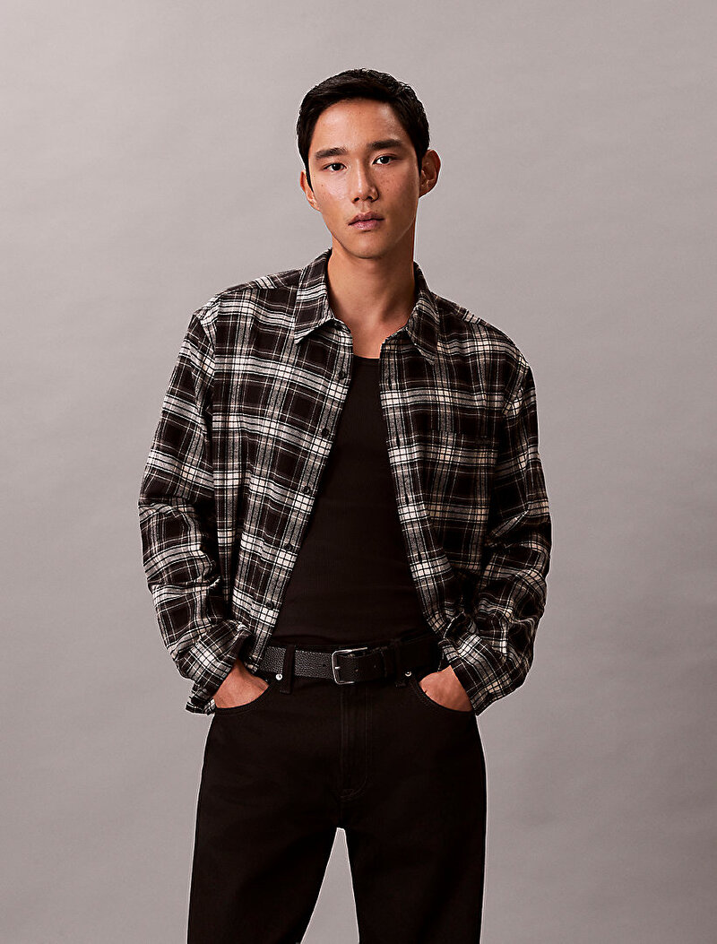 Calvin Klein Siyah Renkli Erkek Plaid Flannel Gömlek