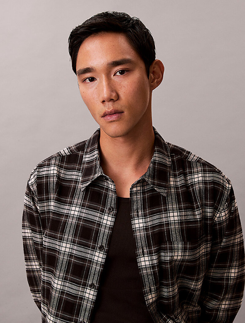 Calvin Klein Siyah Renkli Erkek Plaid Flannel Gömlek