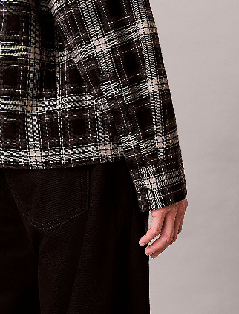 Calvin Klein Siyah Renkli Erkek Plaid Flannel Gömlek