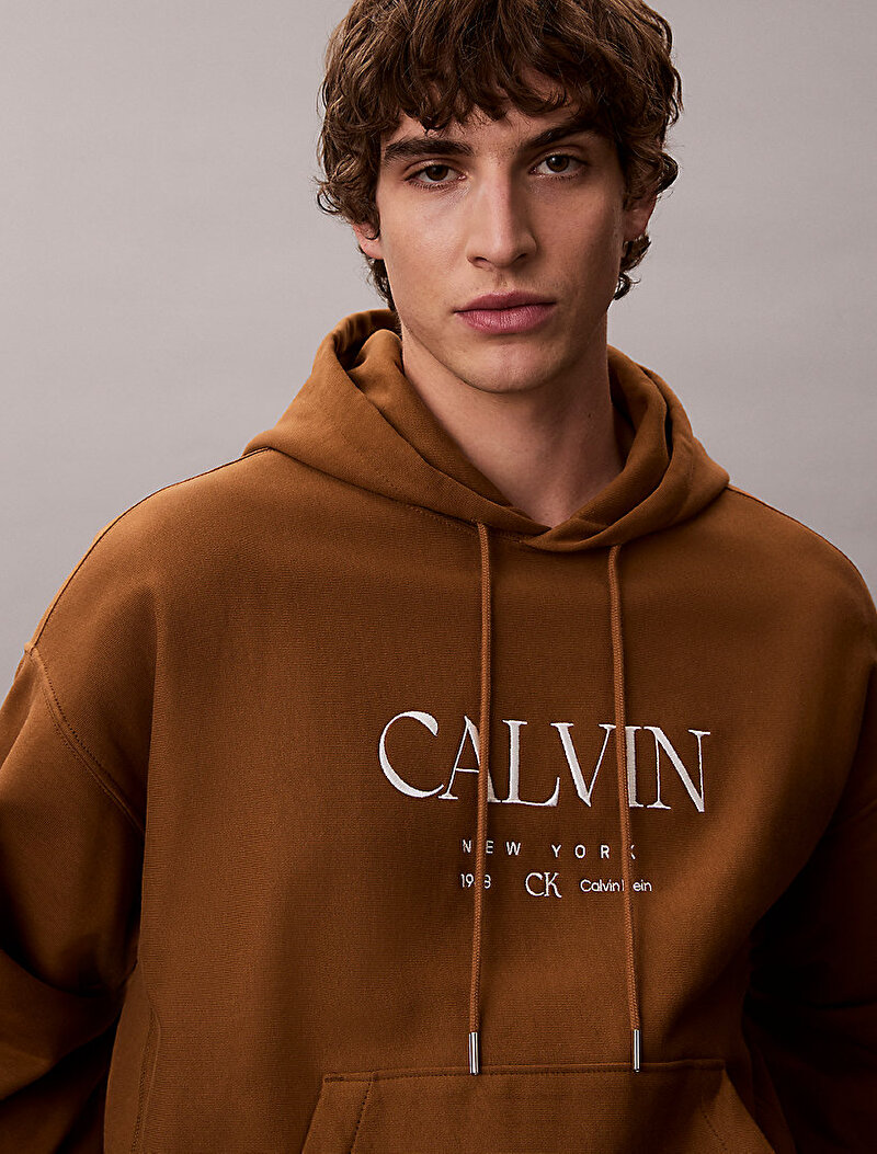 Calvin Klein Kahverengi Renkli Erkek Premium Fleece Sweatshirt