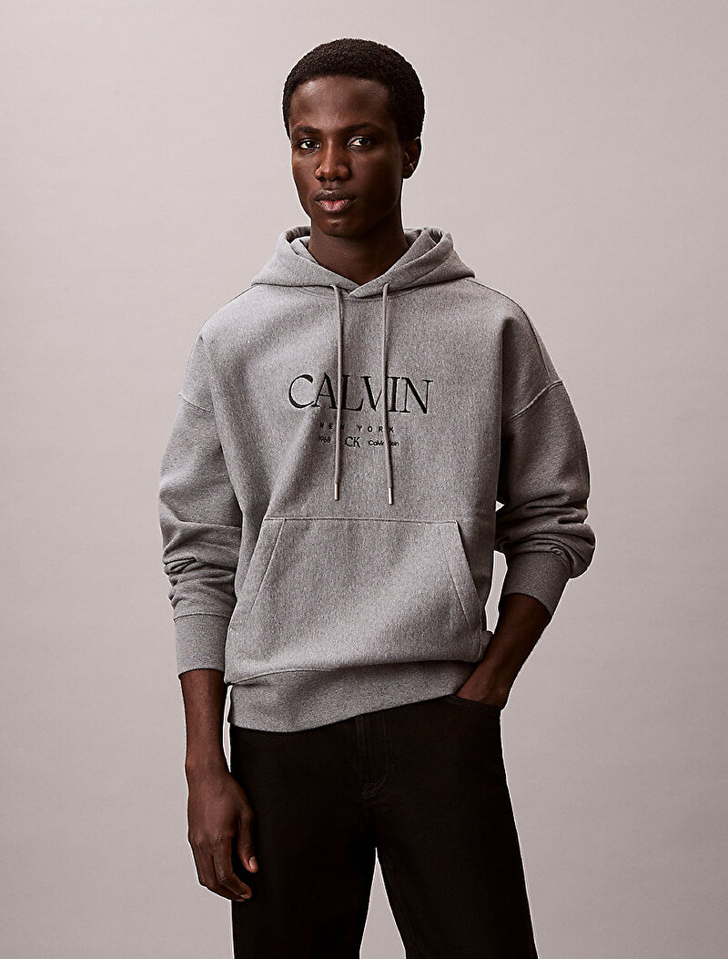 Calvin Klein Gri Renkli Erkek Premium Fleece Sweatshirt