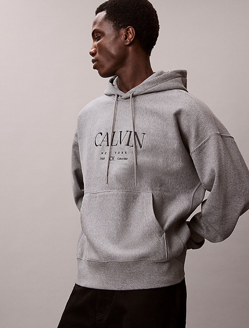 Calvin Klein Gri Renkli Erkek Premium Fleece Sweatshirt