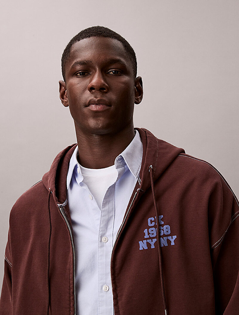 Calvin Klein Kahverengi Renkli Erkek Washed Premium Sweatshirt