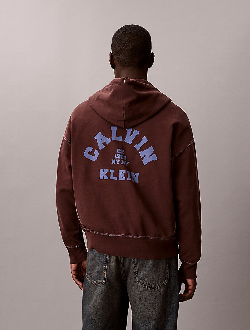 Calvin Klein Kahverengi Renkli Erkek Washed Premium Sweatshirt